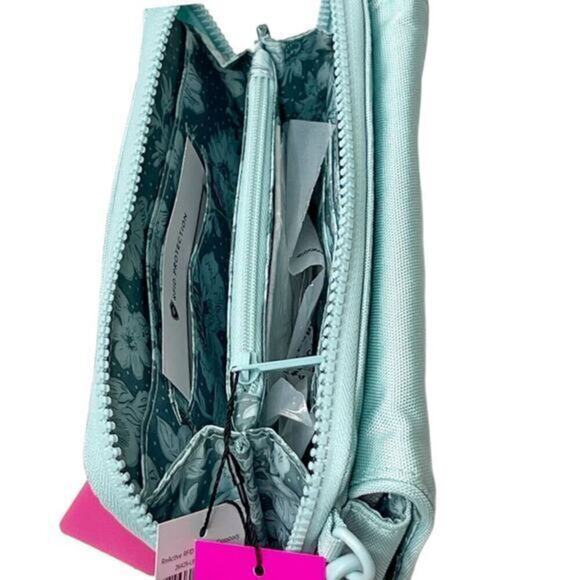 Vera Bradley Blue RFID Wristlet Wallet Crossbody Bag - Picture 12 of 13